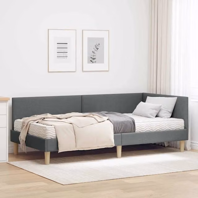 Struttura Letto Angolare con Materasso 2 pz Grigio Scuro 3393726