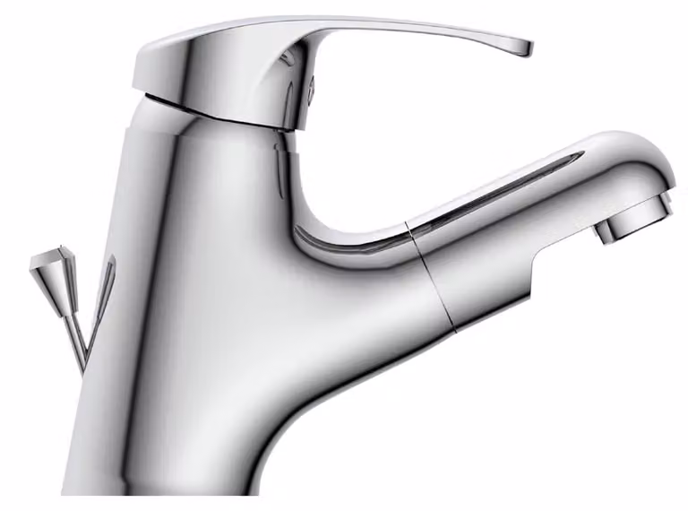 Schläfer - Miscelatore per Lavabo Bagno con Doccino Estraibile Serie Triest Piletta 1"1/4, Rubinetto Miscelatore 35125020 per Lavandino Lavanderia, Cartuccia Ø 40mm, Finitura Cromo, Argento
