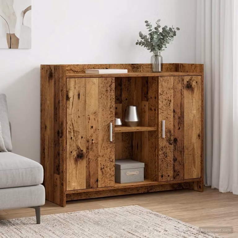 Credenza minimalista vidaXL in legno e metallo marrone L: 98,5 cm, P: 33 cm, H: 80 cm