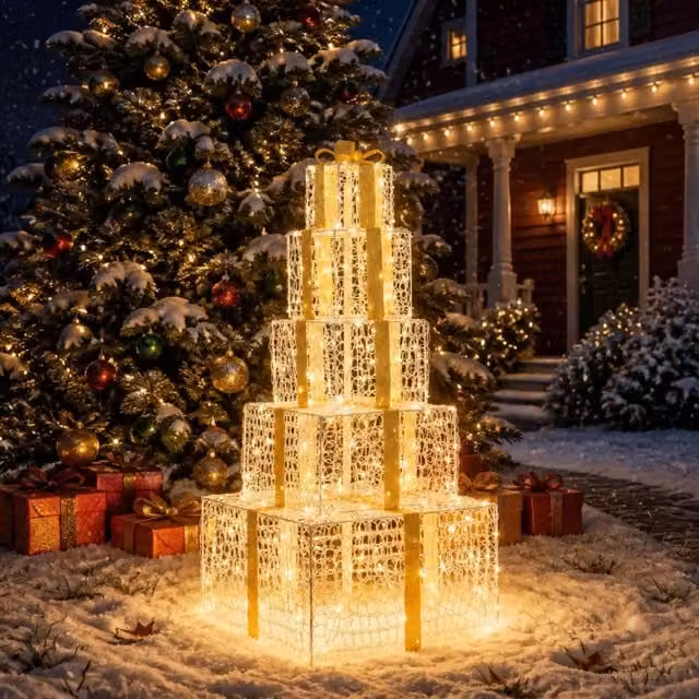 Pacchi regalo di Natale impilabili con LED 250 LED Bianco caldo 42049486