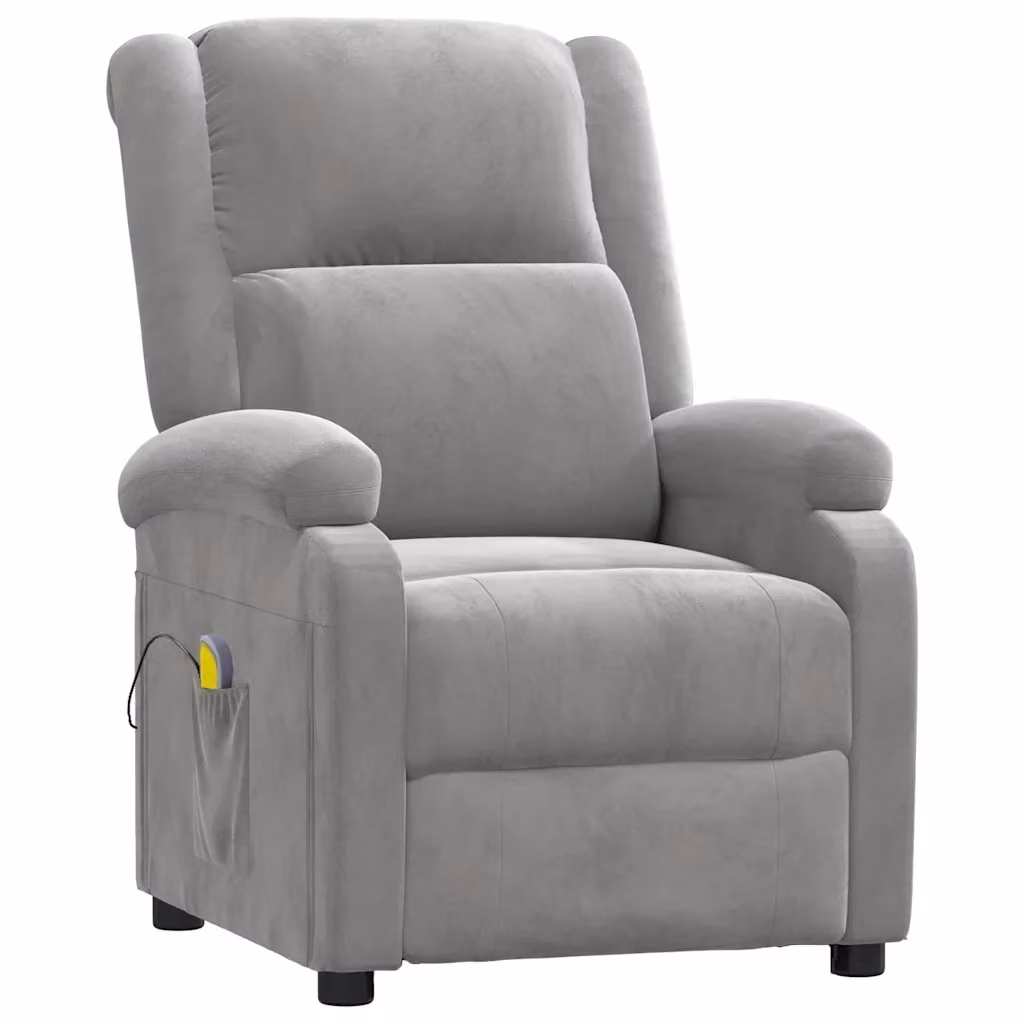 Poltrona Relax Recliner vidaXL in Velluto Grigio con Braccioli e Imbottitura in Schiuma – 2