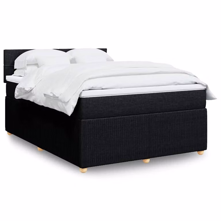 vidaXL Giroletto a Molle con Materasso Ibrido in Tessuto Nero L: 140 cm, P: 200 cm