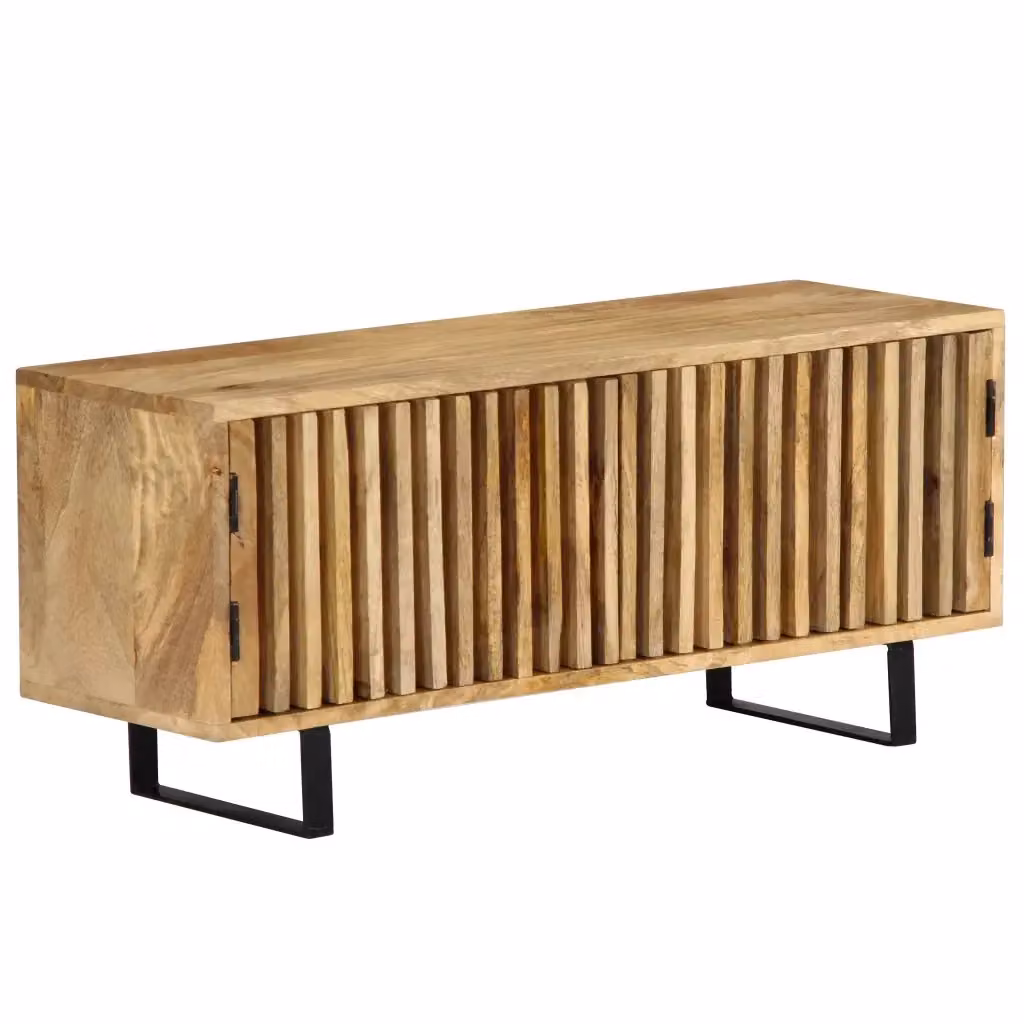 Mobile Porta TV Industrial vidaXL in Legno di Mango e Metallo, Marrone, L 90 x P 30 x H 40 cm – 2