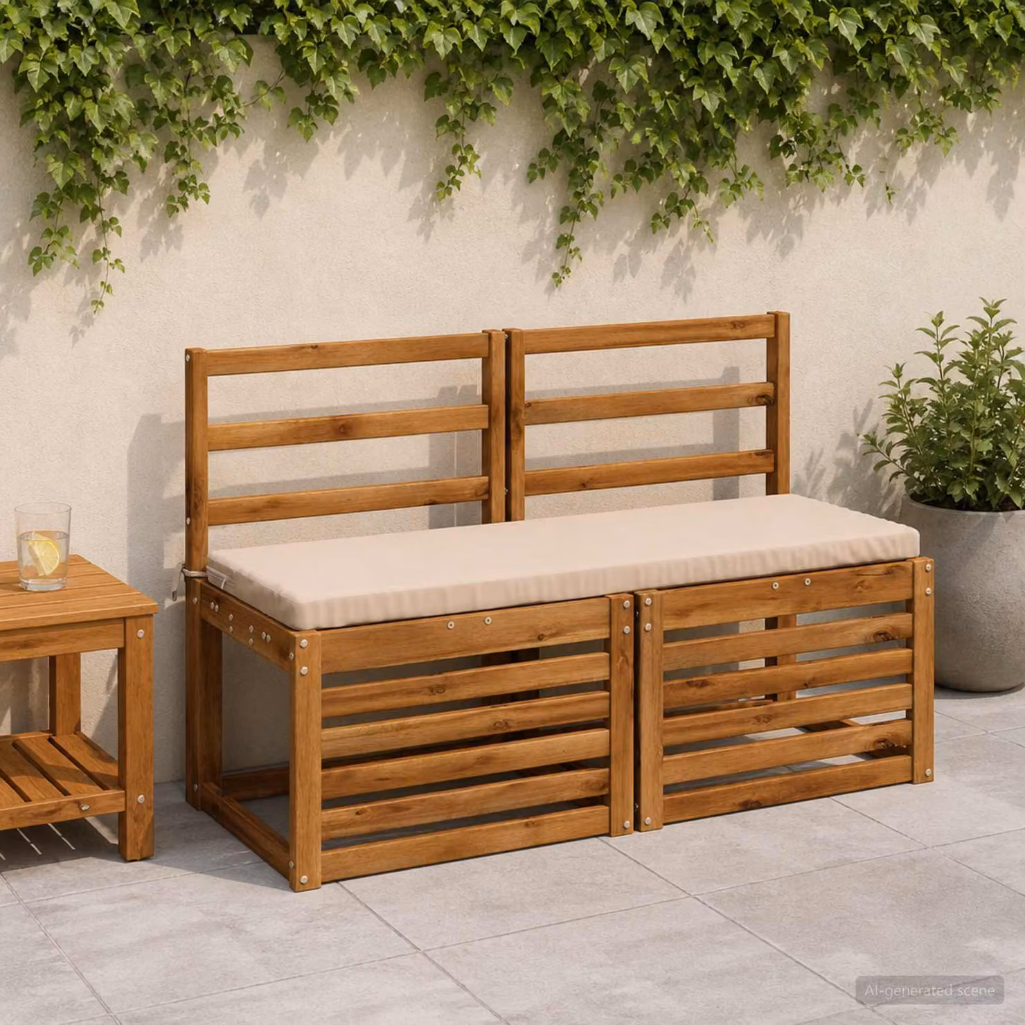 Set di 2 cuscini per panchina vidaXL in poliestere beige, forma rettangolare L: 120 cm, P: 40 cm, H: 40 cm