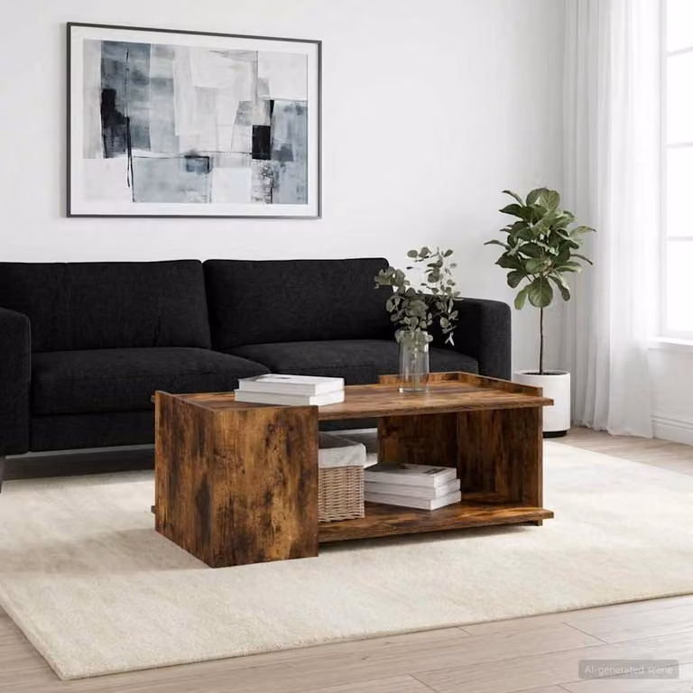 vidaXL Tavolino da salotto moderno in legno color rovere marrone, L 90 cm x P 50 cm x H 33 cm