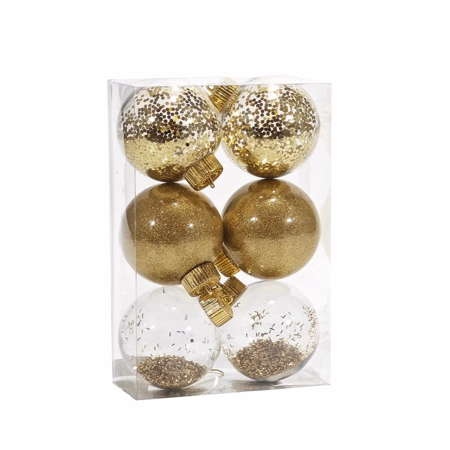 Set di 6 palline di Natale Vestiamo Casa, colore oro, diametro: 8 cm – 1