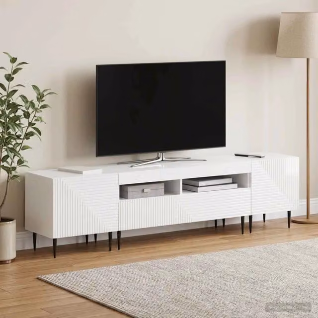 Mobile TV LED a 3 pezzi Bianco Lucido Legno ingegnerizzato 3416681