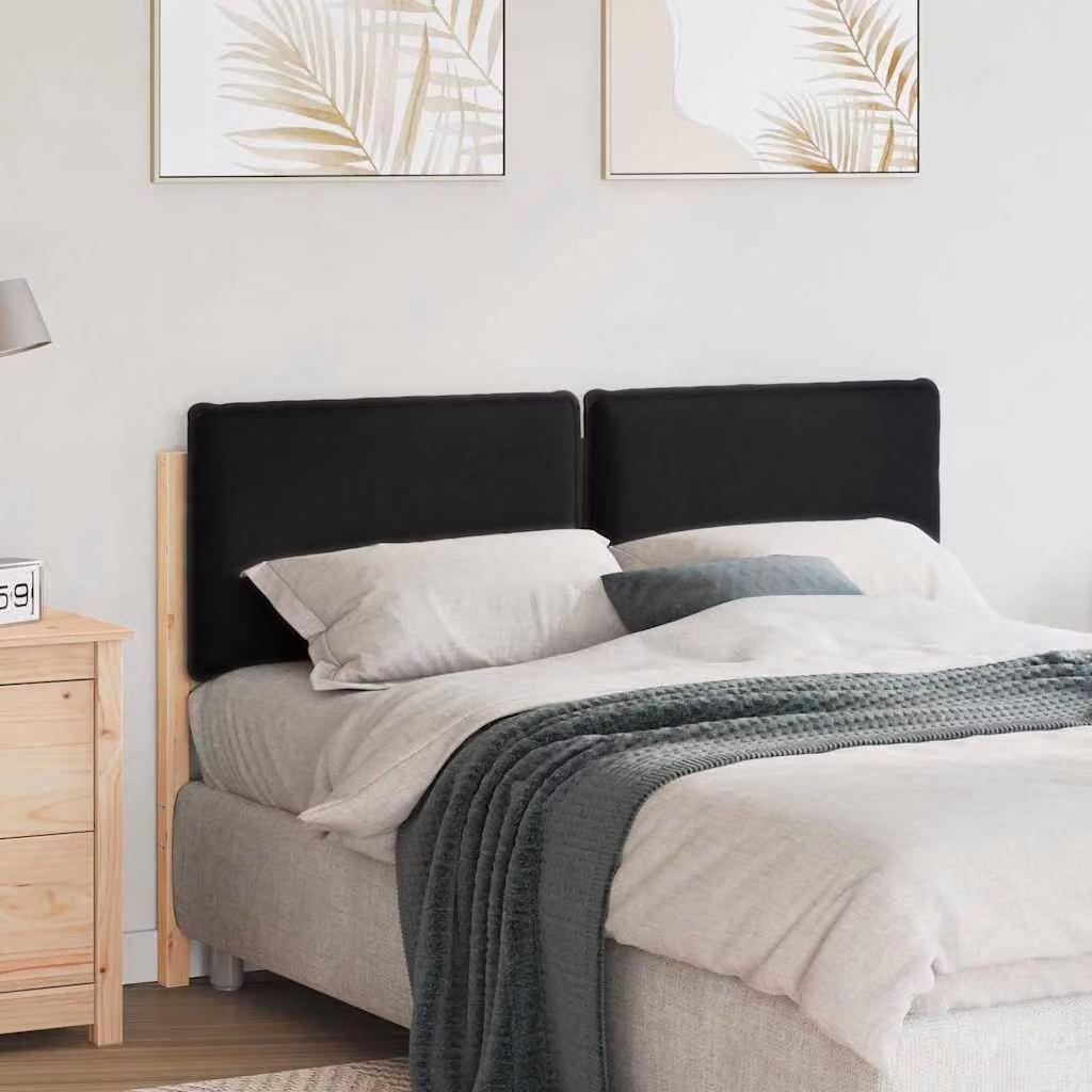 Testiera imbottita moderna vidaXL in pino massello, colori naturale e nero, L: 155,5 cm