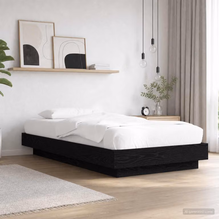 Maison Exclusive - Letto con struttura in legno composito, finitura noce nero e illuminazione LED, dimensioni 80 x 200 cm