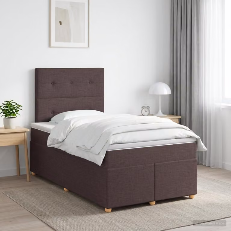 Letto box spring ibrido vidaXL con materasso a molle insacchettate, Marrone e Bianco, L/P/H: 120 x 200 cm