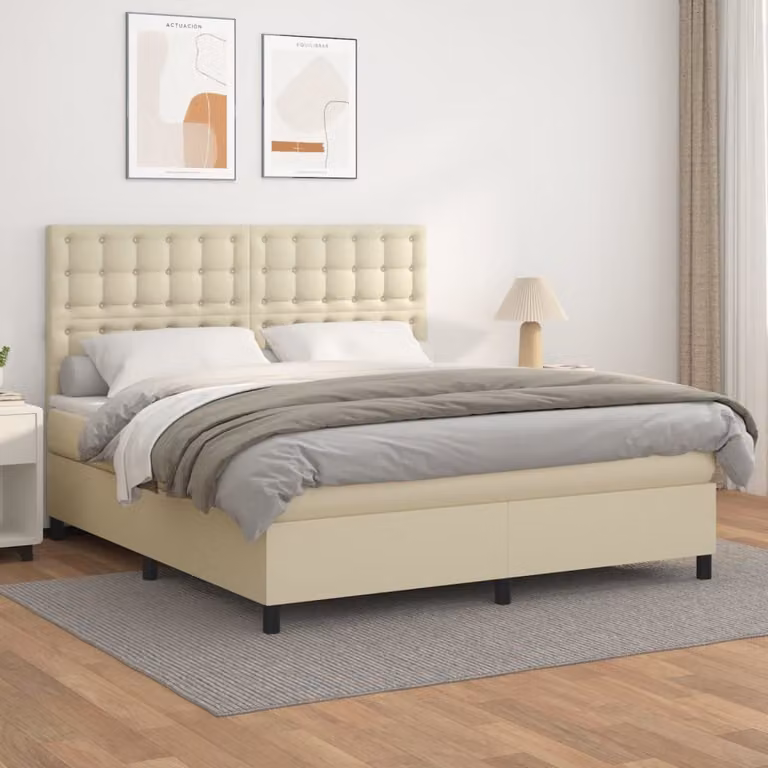 Maison Exclusive - Letto boxspring con materasso color crema 180x200 cm in ecopelle