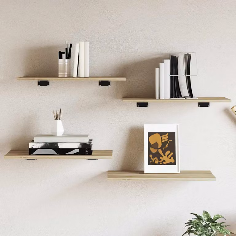 Set di 4 ripiani per libreria da parete vidaXL in legno Rovere, L: 60 cm, P: 30 cm, H: 1,5 cm
