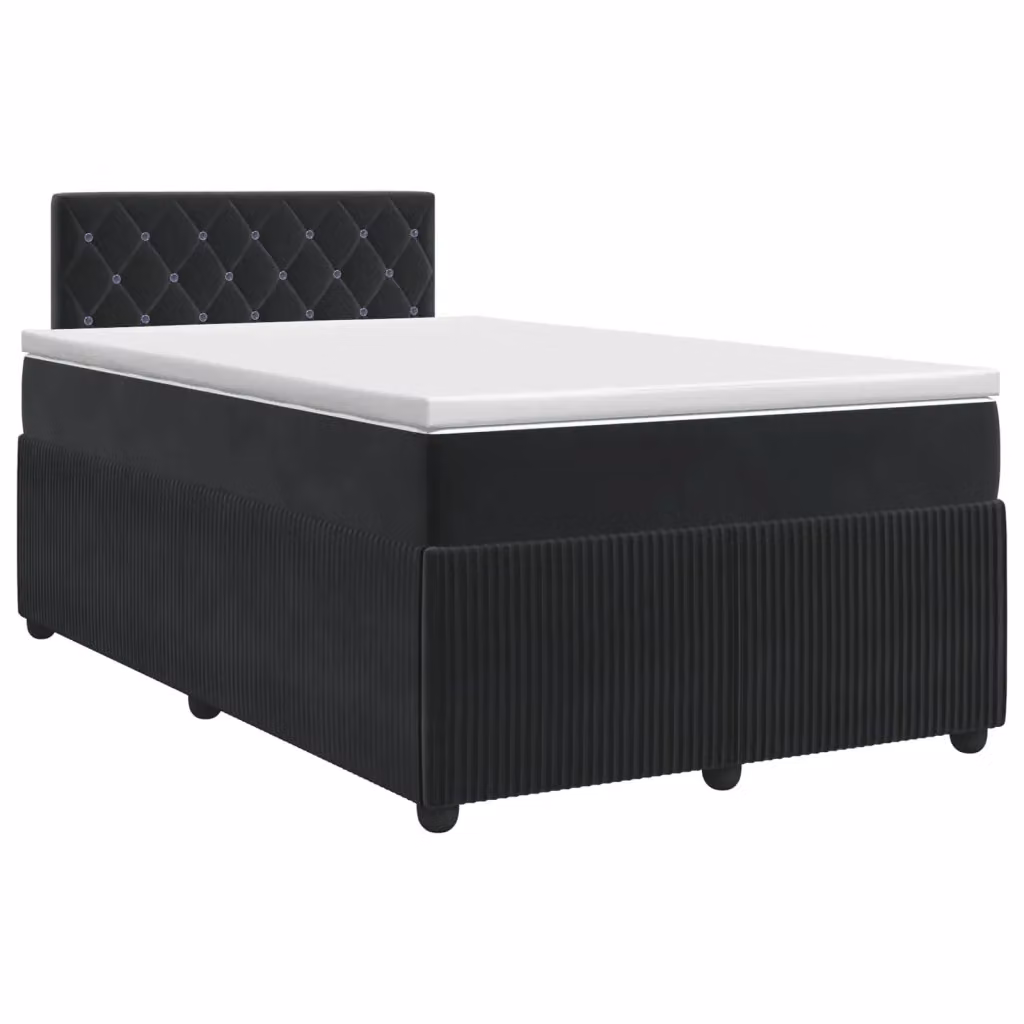 Letto box spring con materasso vidaXL in velluto nero L 120 x P 200 cm – 2