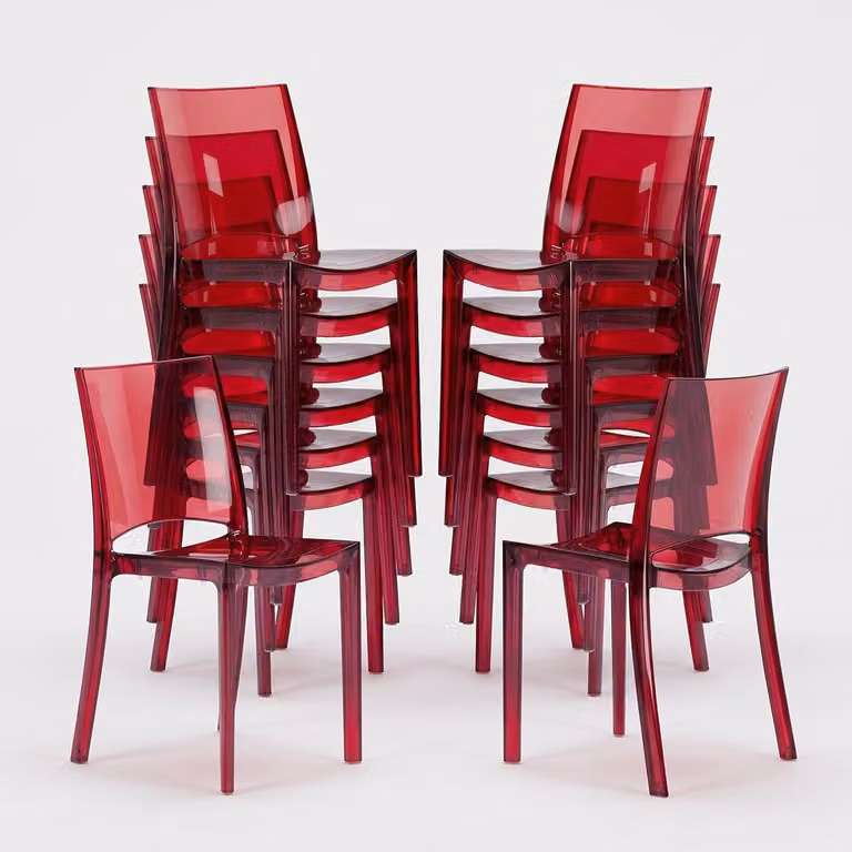 18 Sedie B-Side Grand Soleil per Bar Trasparente Offerta Stock - Rosso Trasparente
