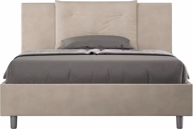 Letto matrimoniale francese Appia Ityhome imbottito in microfibra color sabbia L/P/H: 140 x 200 x 155 cm – 1