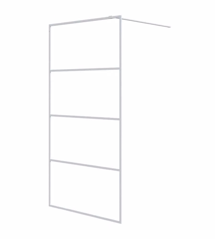 Parete Doccia Walk in vidaXL Bianca con Vetro Trasparente ESG L: 100 cm, H: 195 cm