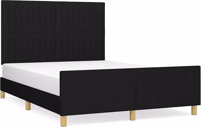 Letto matrimoniale | Letto per adulti | Giroletto senza Materasso Nero 140x200 cm in Tessuto