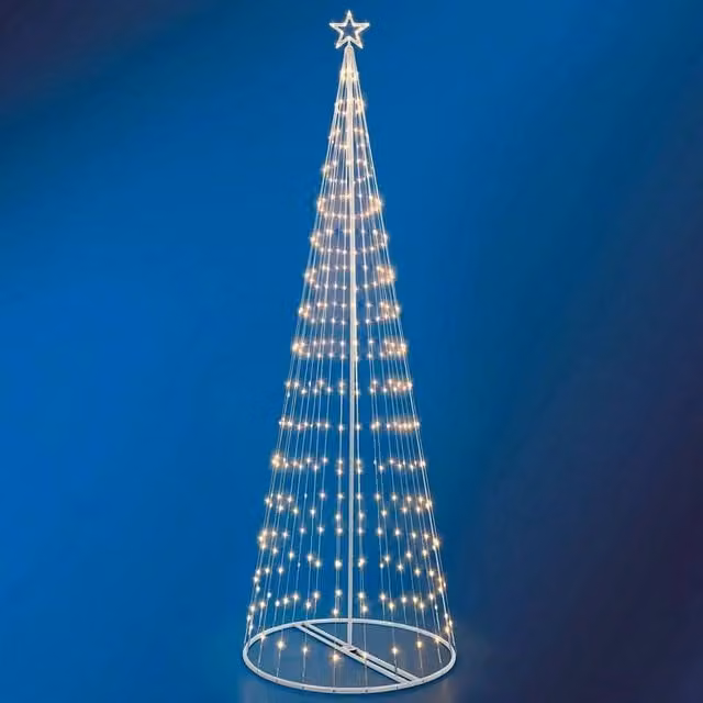 Albero di Natale Luminoso Trade Shop Traesio con 394 LED Bianco Caldo, Altezza: 300 cm, Decorazione per Esterno