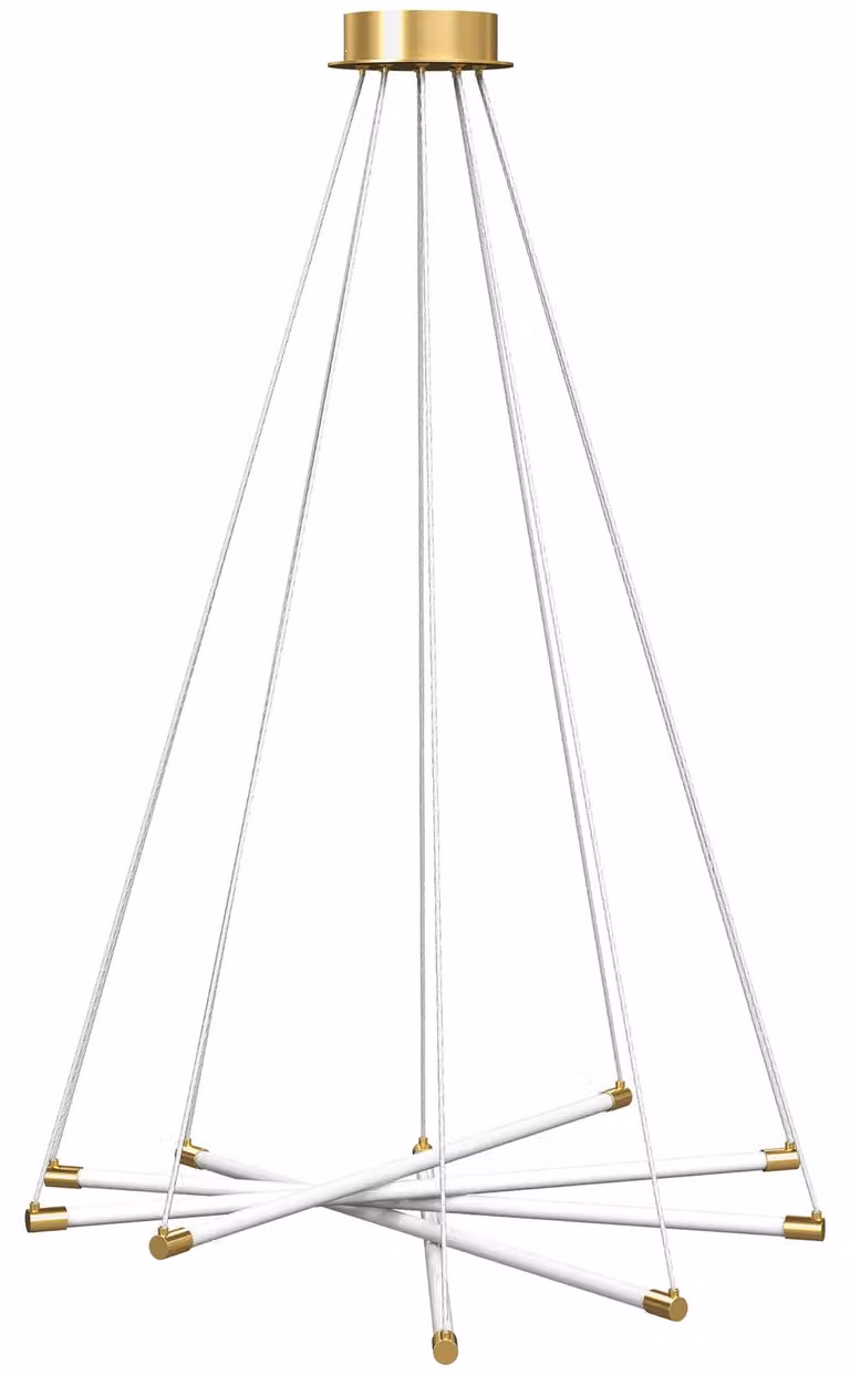 Lampada a soffitto a LED, 50W, con 5 tubi regolabili | Colore: oro/bianco | Dimensioni: 82x82x124 cm