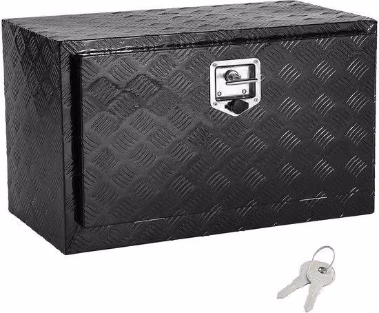 Robusta cassetta degli attrezzi in alluminio, dimensioni 91 x 36 x 41 cm, con finitura effetto diamante, impermeabile e dotata di chiusura a T