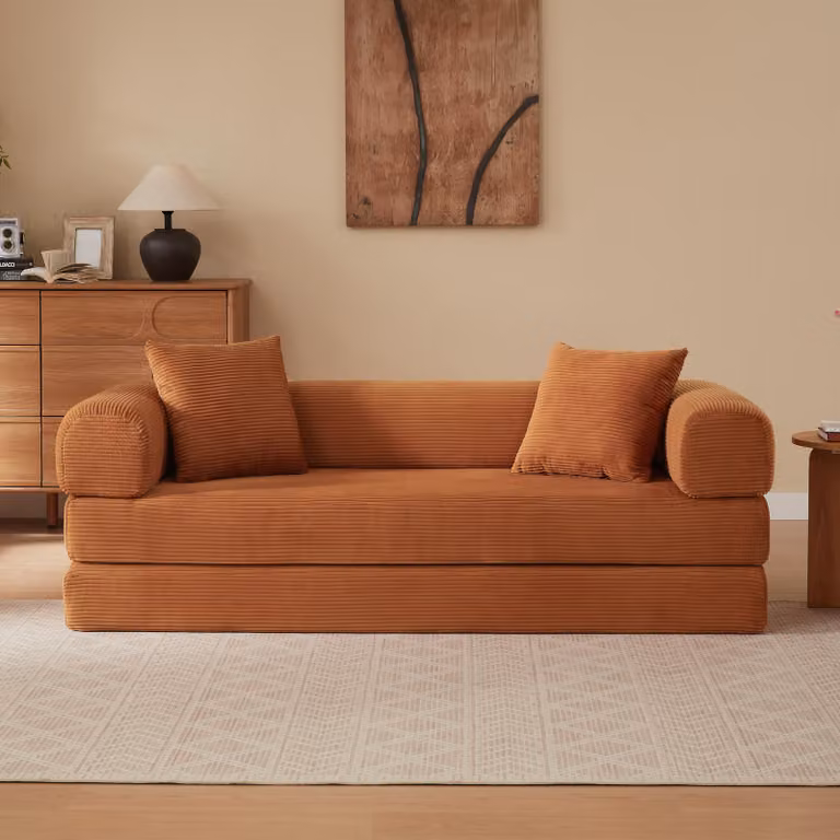 Divano letto per 2 persone, con un posto letto singolo, modulare e personalizzabile. Divano tatami rivestito in velluto con imbottitura in schiuma fredda. Divano letto pieghevole, senza struttura aggiuntiva