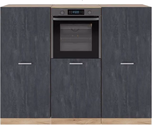 Cucina componibile moderna Vicco R-Line Calce nera e Rovere dorato L: 180 cm senza piano di lavoro