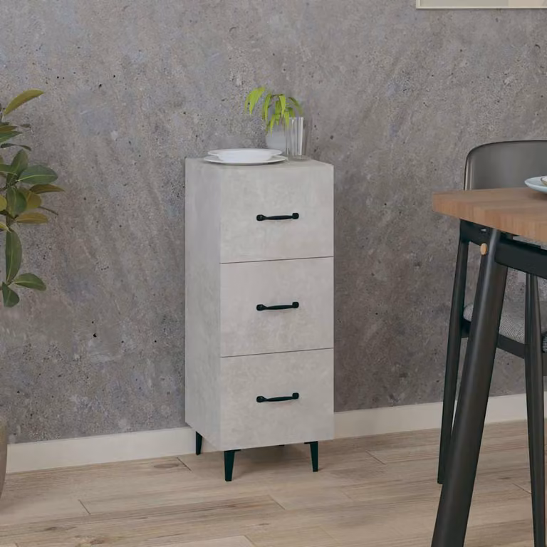 Credenza vidaXL in legno e metallo Grigio, sospesa a parete, L 34,5 cm x P 34 cm x H 90 cm