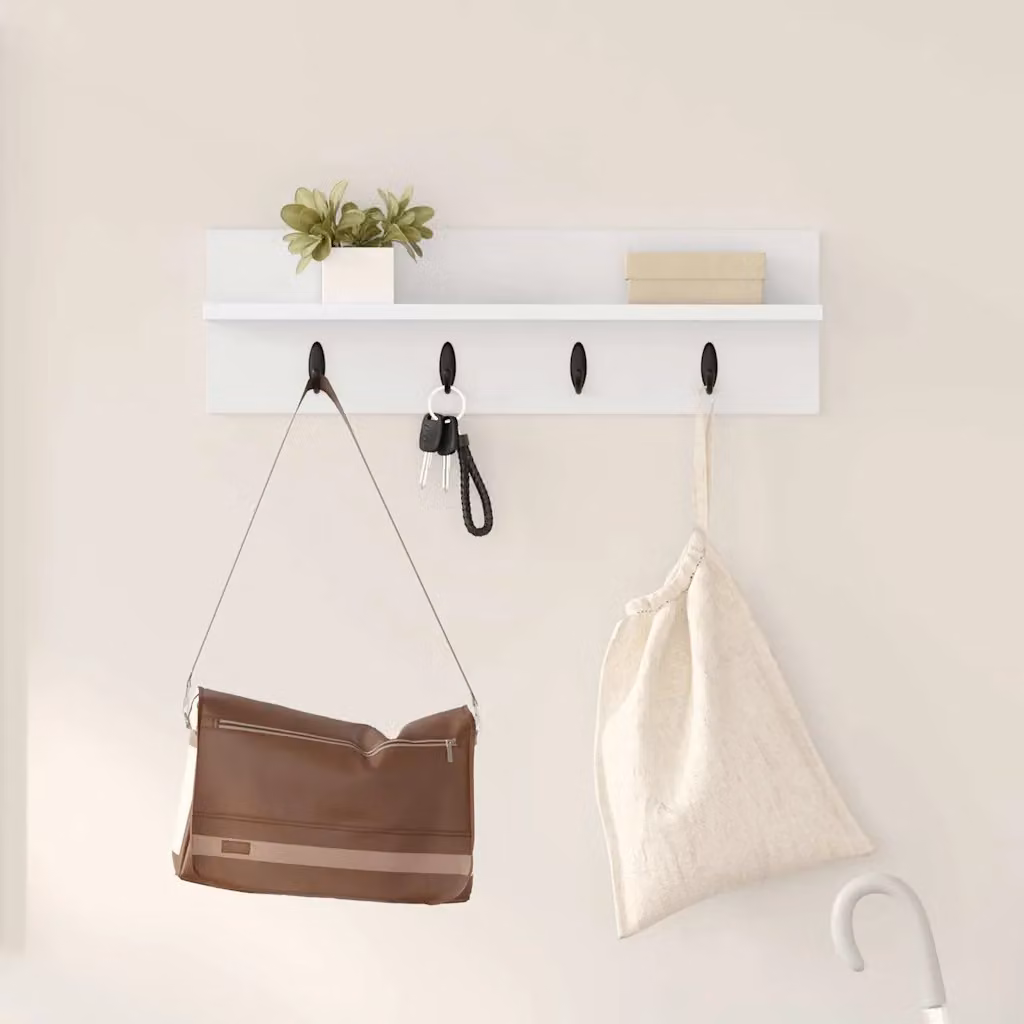 Appendiabiti a muro vidaXL Bianco Moderno L 60 x P 10,5 x H 18 cm