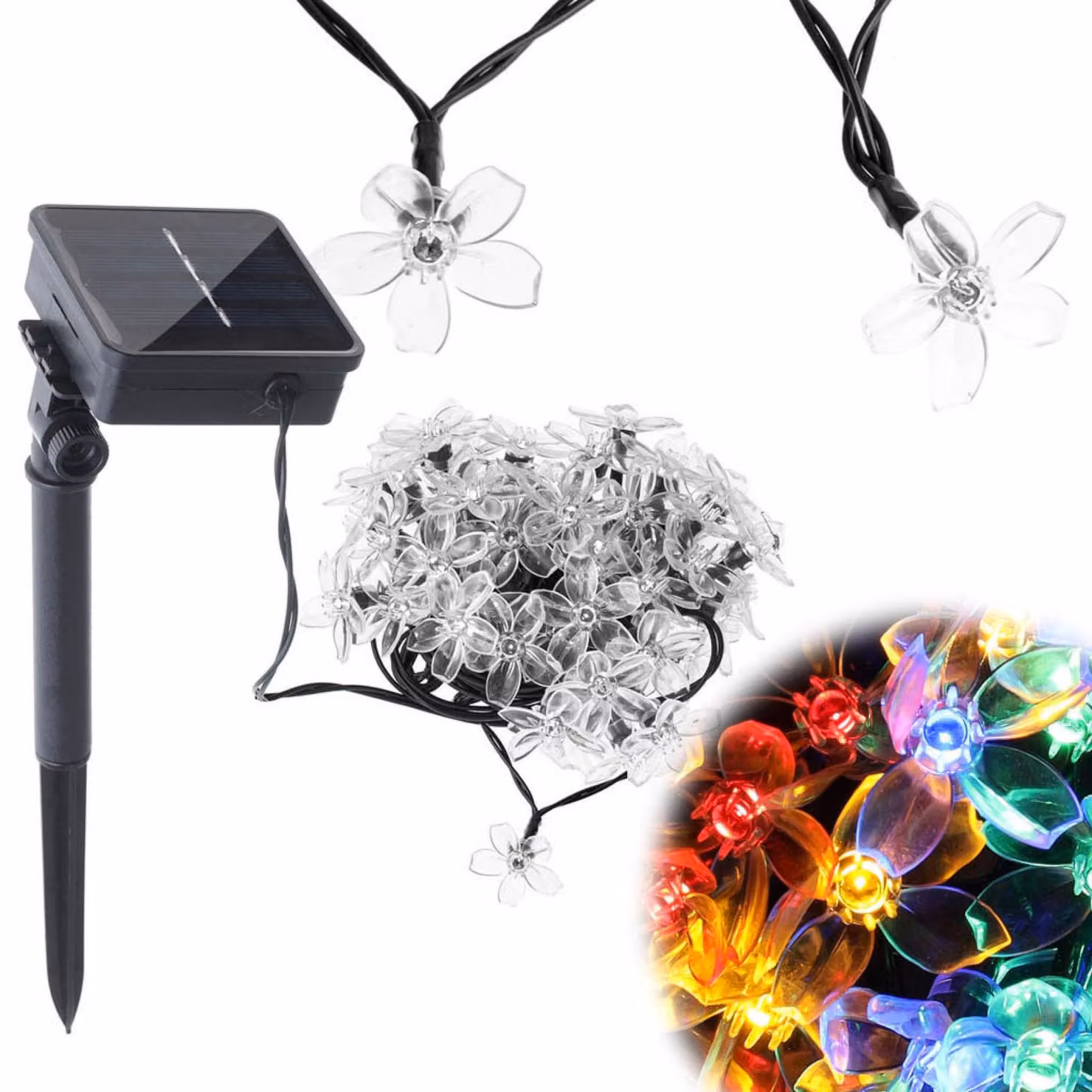 Luci solari da giardino fiorito 7m 50LED multicolore