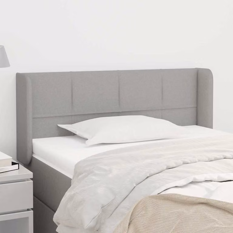 Testiera ad orecchio vidaXL in tessuto grigio chiaro con struttura in legno e pannello imbottito L: 83 cm, P: 16 cm, H: 78-88 cm