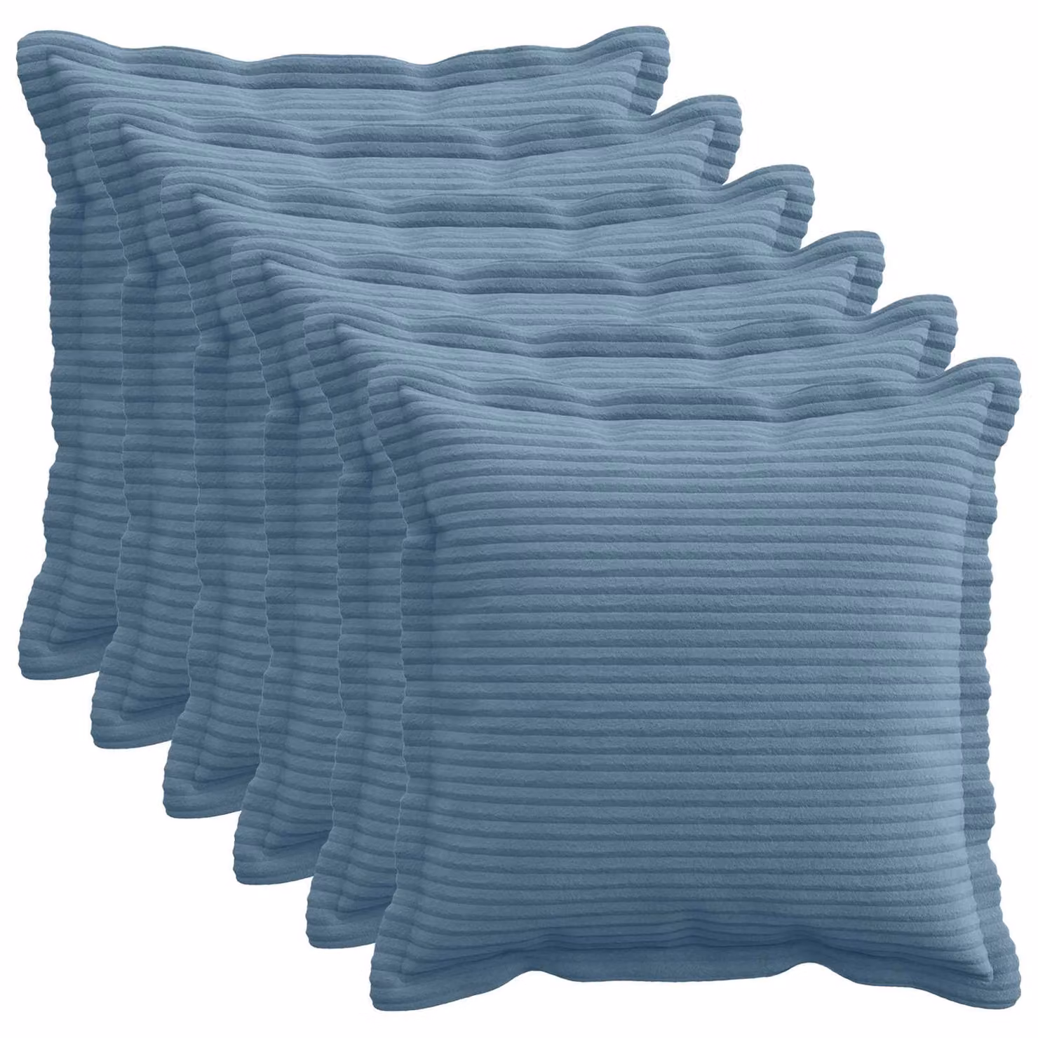 Set di 6 federe vidaXL HOUTEN in velluto a coste blu, 40 x 40 cm