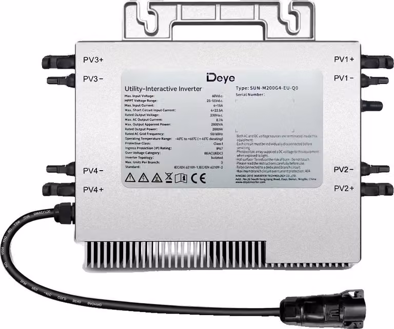 Microinverter, potenza di uscita 2000W, supporta 4 pannelli solari, 2KW Nuovo inverter Deye, 230V, 22-50V