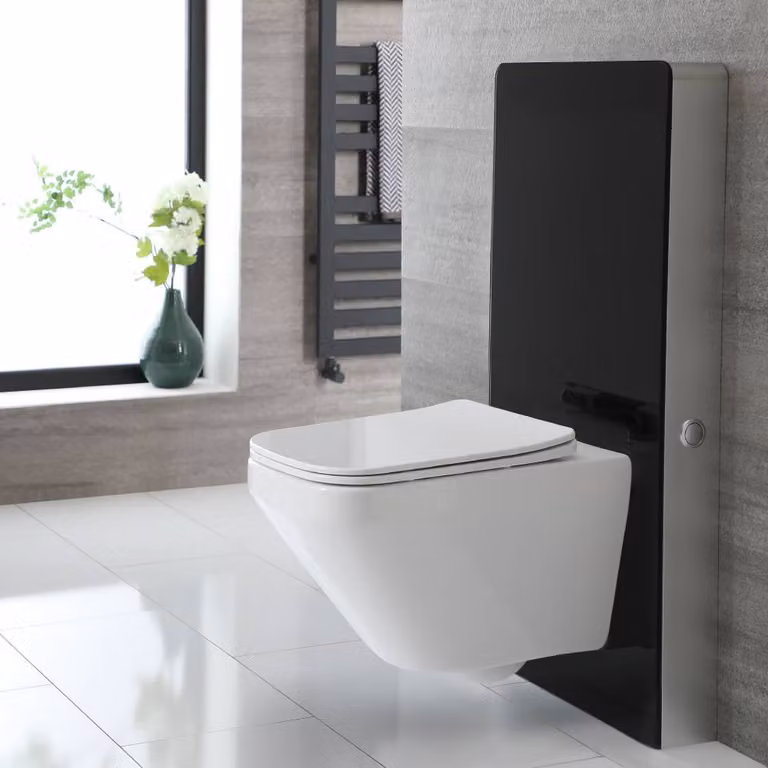 Sanitario Wc Sospeso Bianco Con Mobile Wc Nero 500mm - Saru