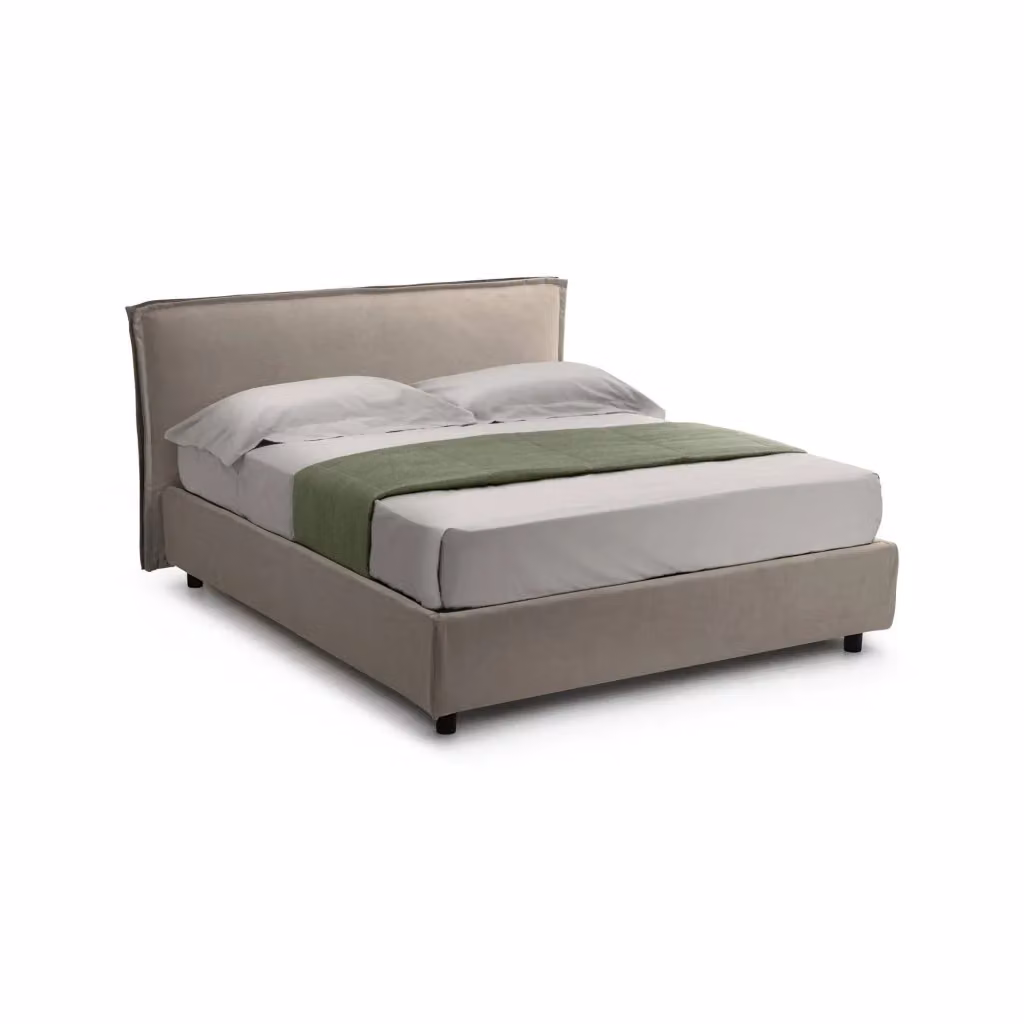 Letto Matrimoniale Brunate DMORA con Contenitore a Alzata, Rivestimento in Tessuto Grigio, L/P: 160 x 200 cm – 2