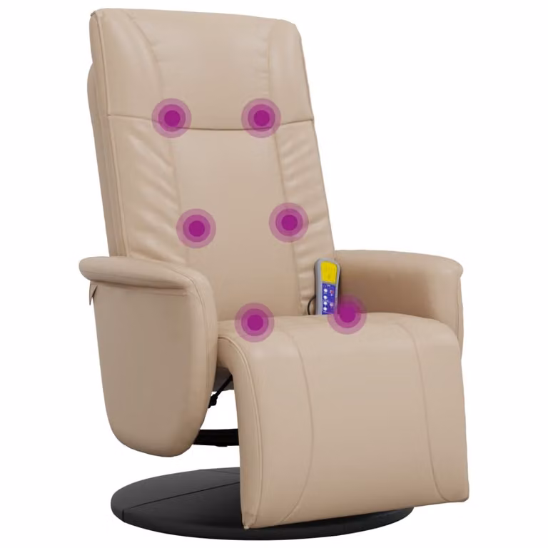 Poltrona Reclinabile Massaggi Poggiapiedi Cappuccino Pelle finta