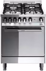 Cucina a gas Lofra M66MF-C con 4 fuochi e forno elettrico multifunzione da 70 L Classe A in acciaio inox, L/P/H: 60 x 60 x 90,5 cm