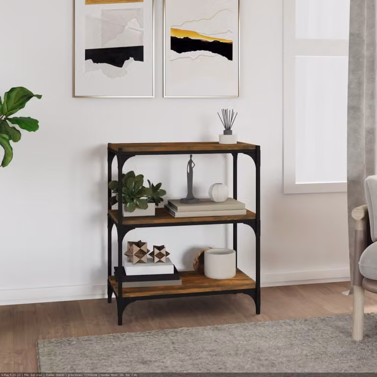 Libreria industriale vidaXL in legno e acciaio, colore marrone, L 60 cm x P 33 cm x H 70,5 cm