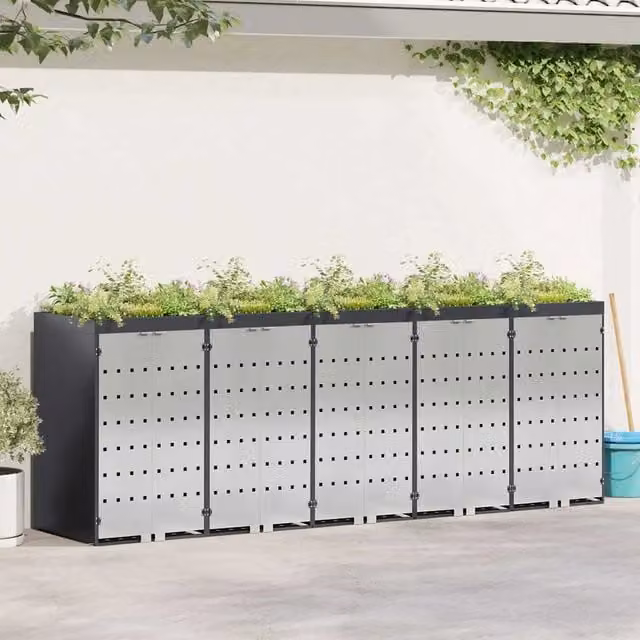 Contenitore per Rifiuti per 3 Bidoni Acciaio Inox Antracite 3394786