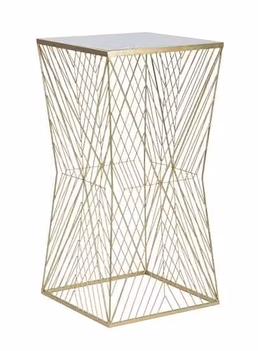 Mauro Ferretti Tavolo portatelefono Lines 4 cm Metallo Dorato 50x50x100