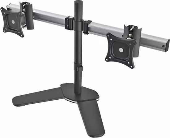 Braccio per Monitor con Piede Metallico Nero, Compatibile con Schermi da 15 a 27 Pollici e Supporto VESA 100x100