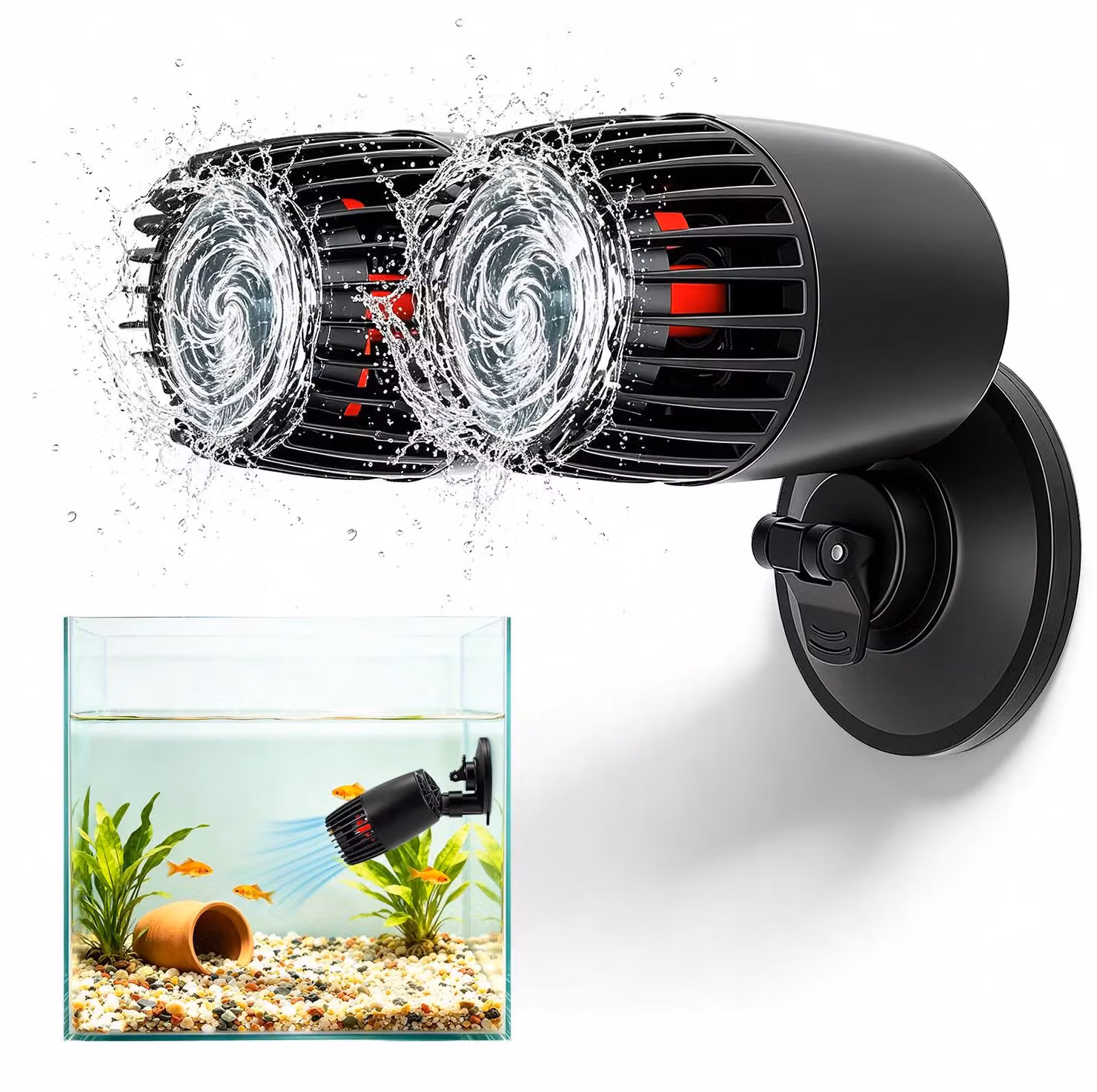 Pompa per acquari - Pompa di circolazione magnetica - DC 12 V - Silenziosa - 25 W - Immergibile - Adatta per acquari da 150–200 cm - Colore nero