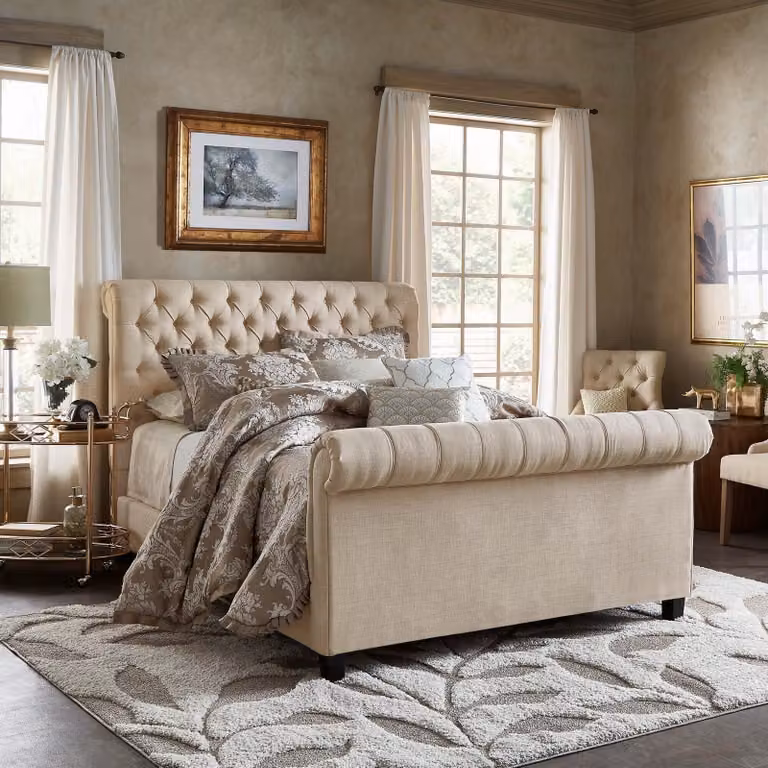 Chesterfield Hotel Doppel Leder Bett Schlafzimmer Polster Luxus Betten 160x200cm