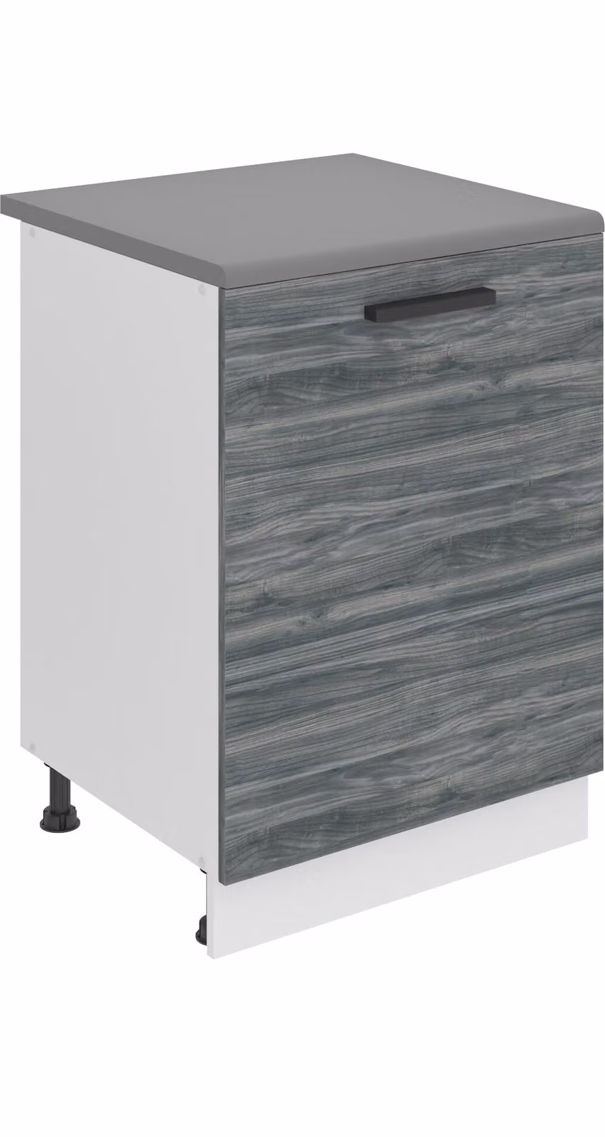 Base da cucina Belini, base da cucina larga 60 cm. Base da cucina SD con piano di lavoro. Mobile da cucina a 1 anta, Glamour Wood