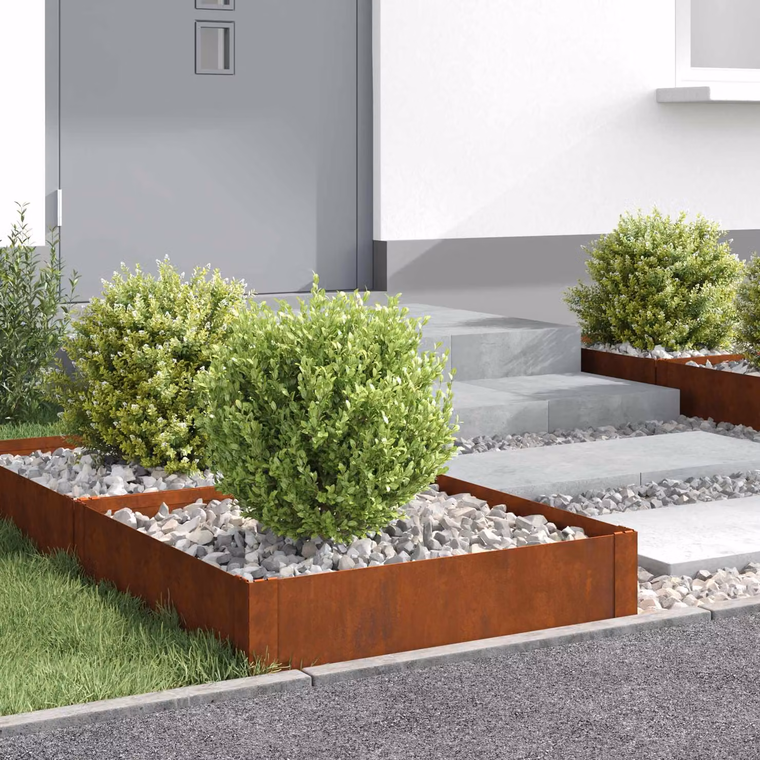 Set di 4 bordure per prato vidaXL in acciaio color ruggine L/P/H: 60 x 60 x 20 cm