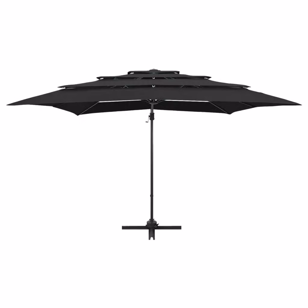 Ombrellone a sbalzo Videx con palo in alluminio e copertura in poliestere, colore nero, L 250 x P 250 cm – 2