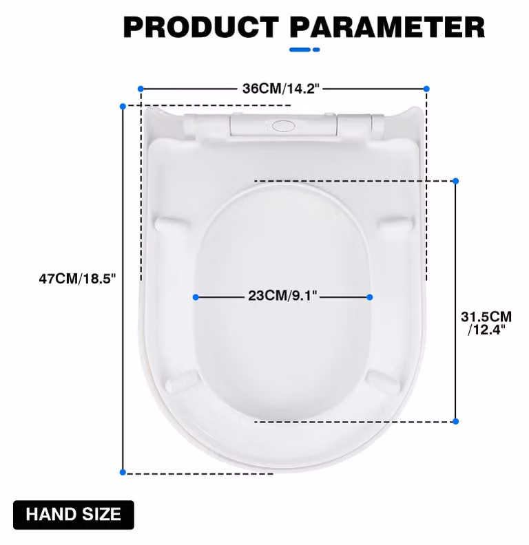 Sedile WC - Forma a D - Chiusura ammortizzata - Sgancio rapido - Antibatterico - Portata fino a 170 kg - Bianco