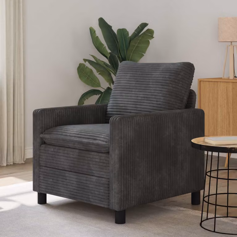 Divano moderno vidaXL Grigio con trama a righe, L: 76 cm, P: 81 cm, H: 87,5 cm