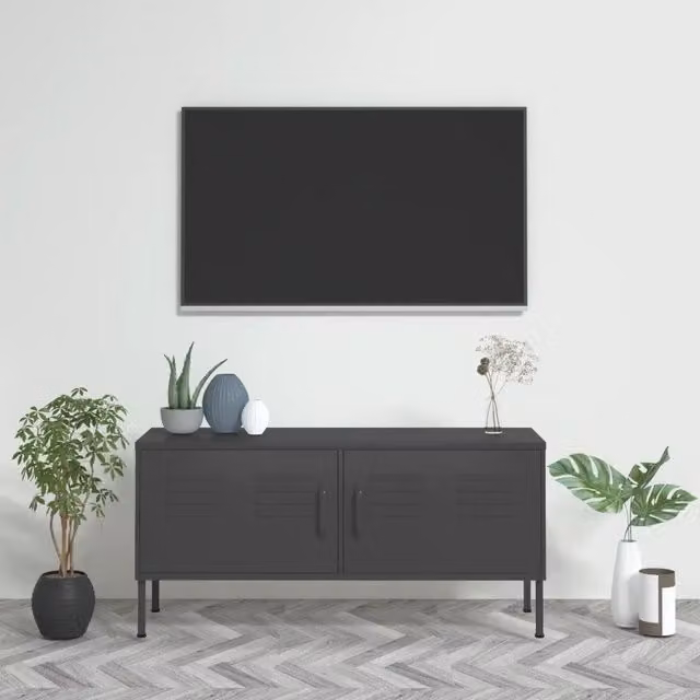 Mobile TV moderno vidaXL in metallo color antracite L 105 x P 35 x H 50 cm