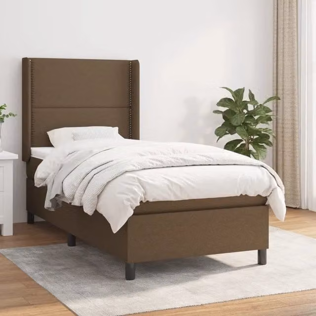 Letto Ibrido vidaXL con Giroletto a Molle e Materasso, Marrone e Bianco, L/P/H: 90 x 200 cm – 1