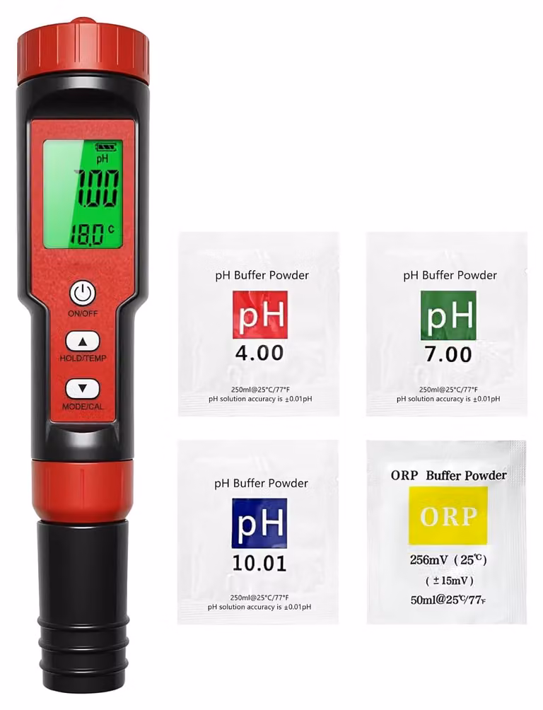 Tester per piscine 7-in-1: misura del pH, del cloro, della salinità, dell'ORP, del TDS, della conducibilità elettrica (EC) e della temperatura, ideale per piscine